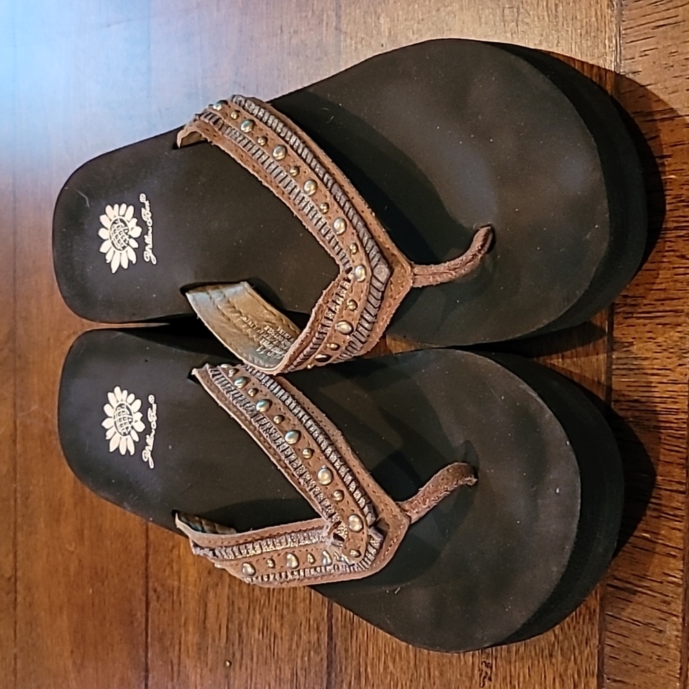 Yellow Box flip flops